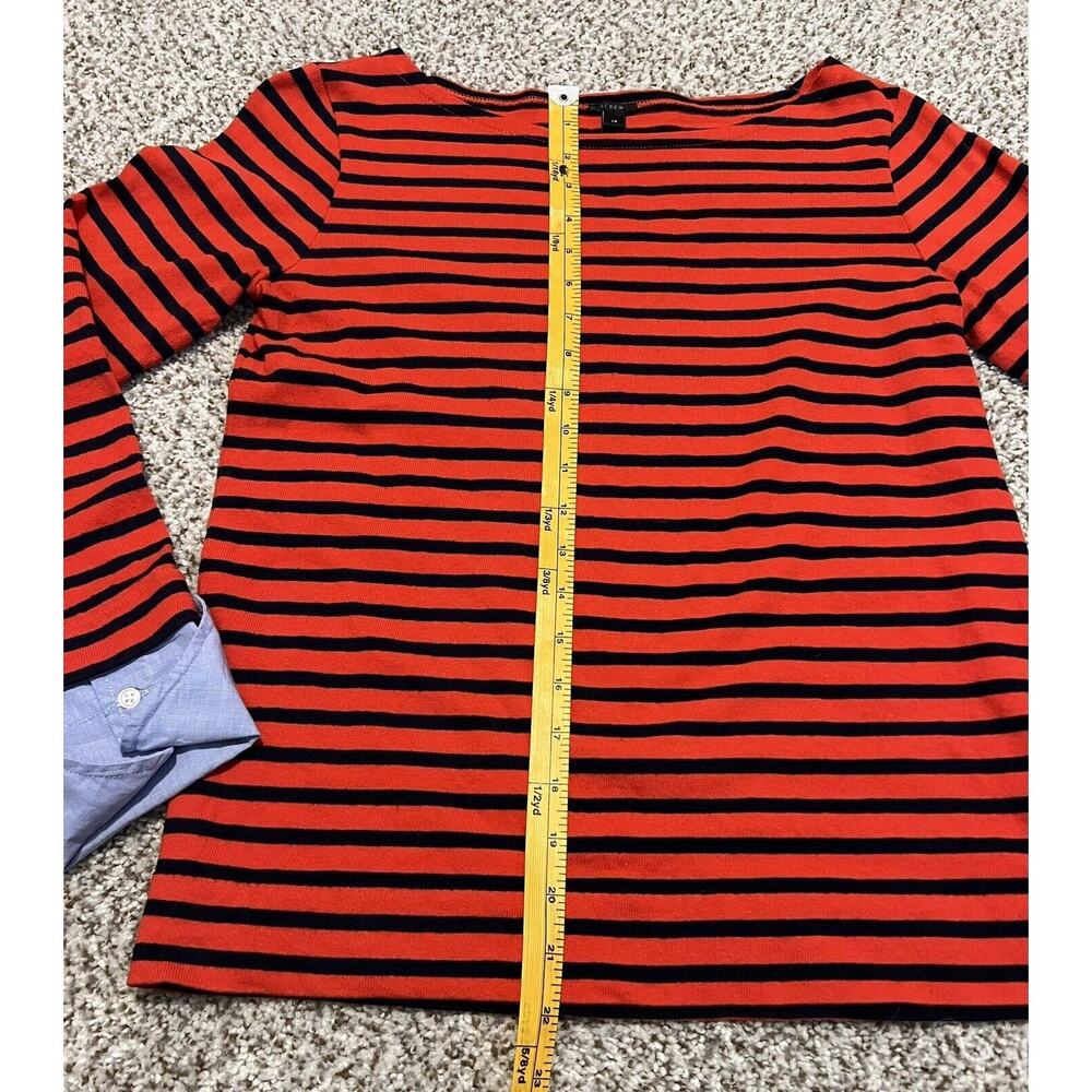 J. Crew Red Striped Boatneck X Small Blue coastal Nautical preppy Sweater - Picture 4 of 8